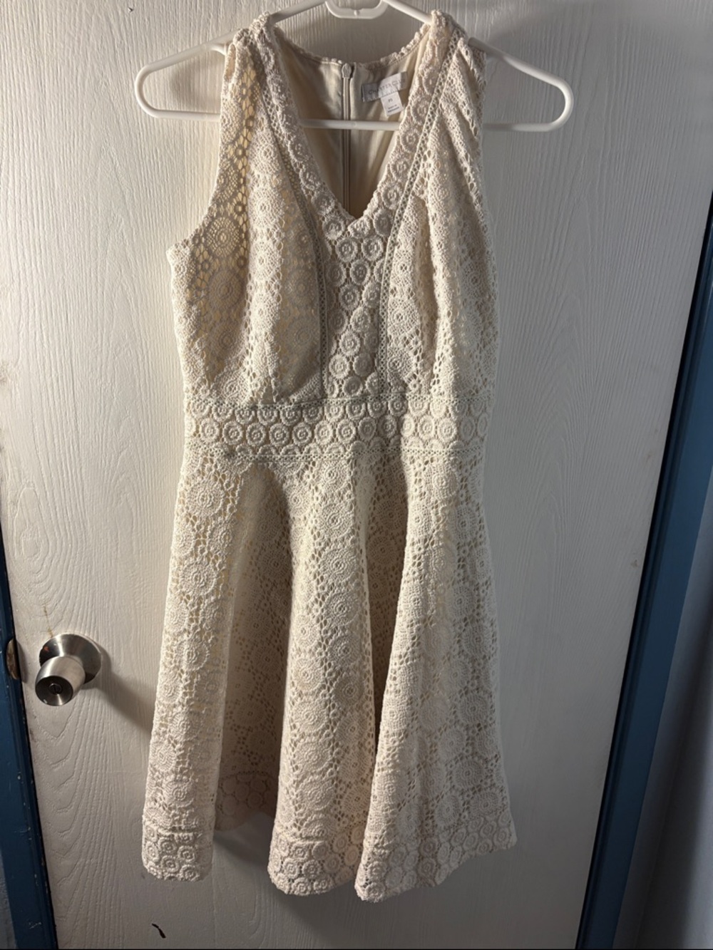 Charter Club Cream Lace V-Neck Fit & Flare Mini Dress